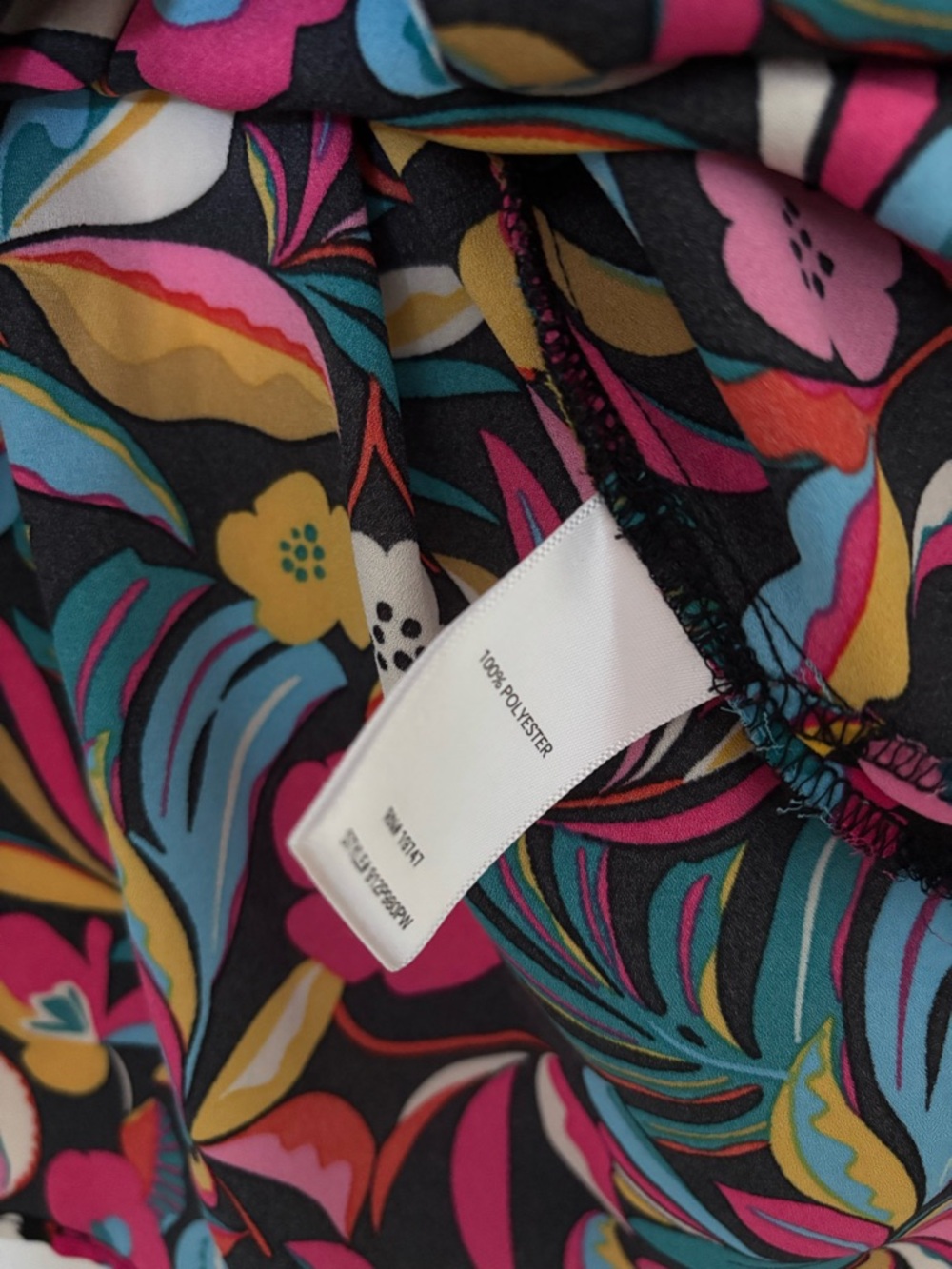 The Pioneer Woman Black Floral V-Neck Tunic with Pink, Blue & Yellow Accents - Picture 5 of 6